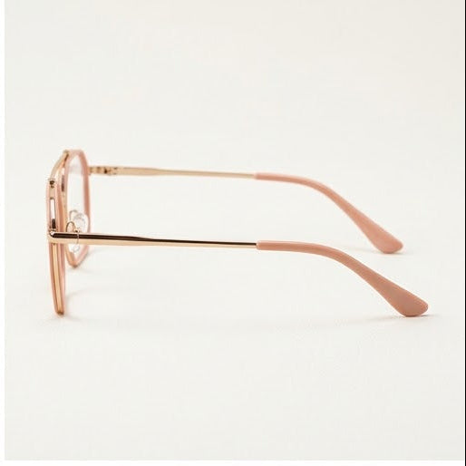 Blush Rose Gold Square-Rectangle Optical Frame - Multiple Views