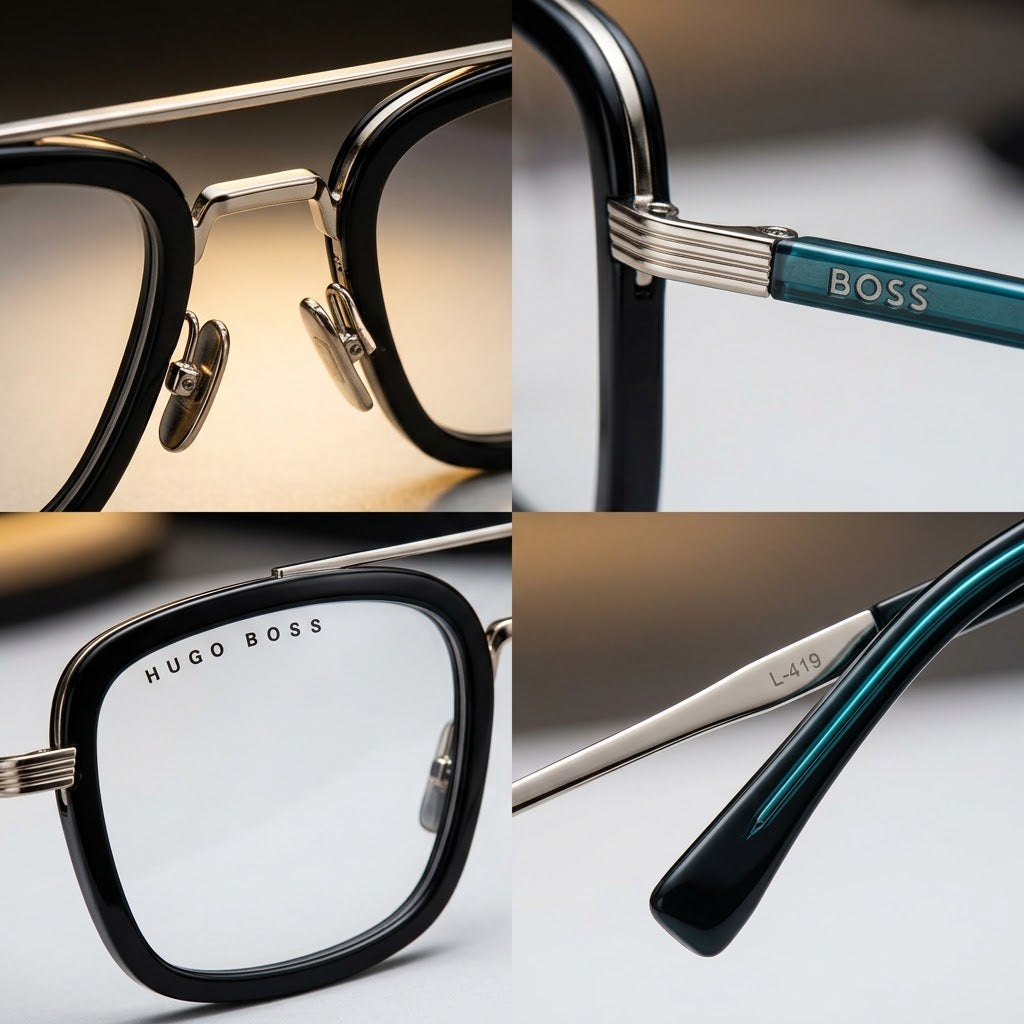 Luxe Black & Gold Classic Rectangular Optical Frame