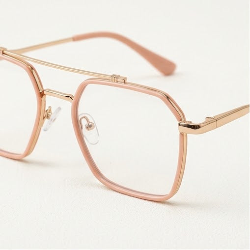 Blush Rose Gold Square-Rectangle Optical Frame