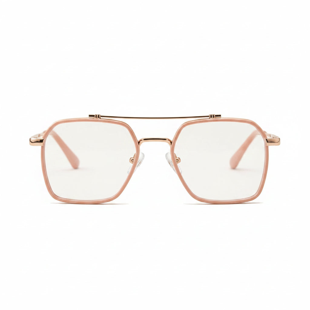 Blush Rose Gold Square-Rectangle Optical Frame