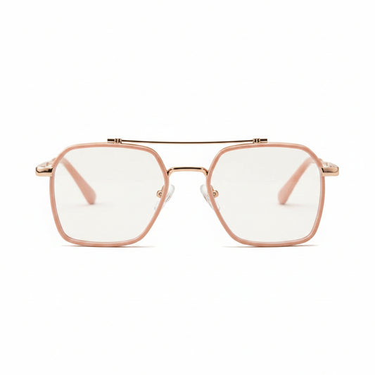 Blush Rose Gold Square-Rectangle Optical Frame