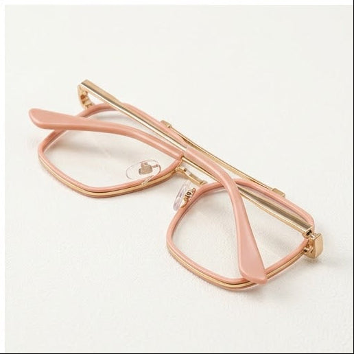 Blush Rose Gold Square-Rectangle Optical Frame