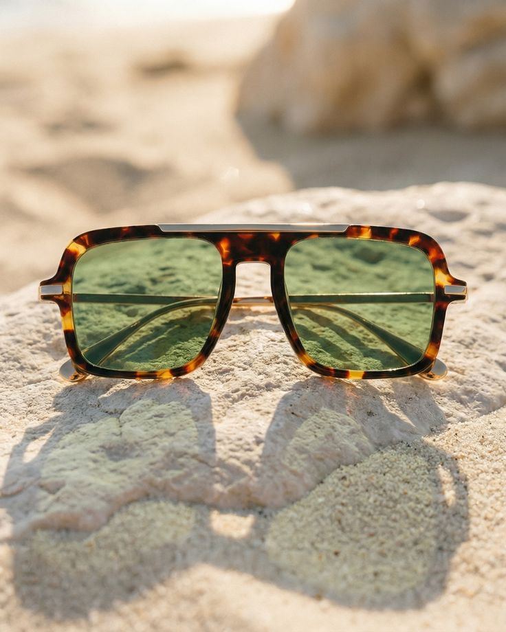 Luxe Tortoiseshell Square Sunglasses - Model wearing sunglasses side view