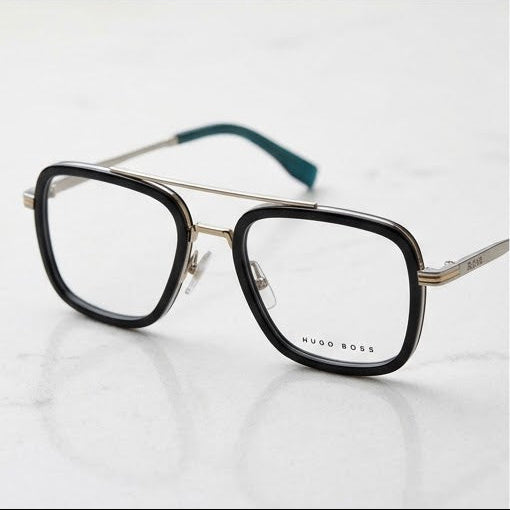 Luxe Black & Gold Classic Rectangular Optical Frame