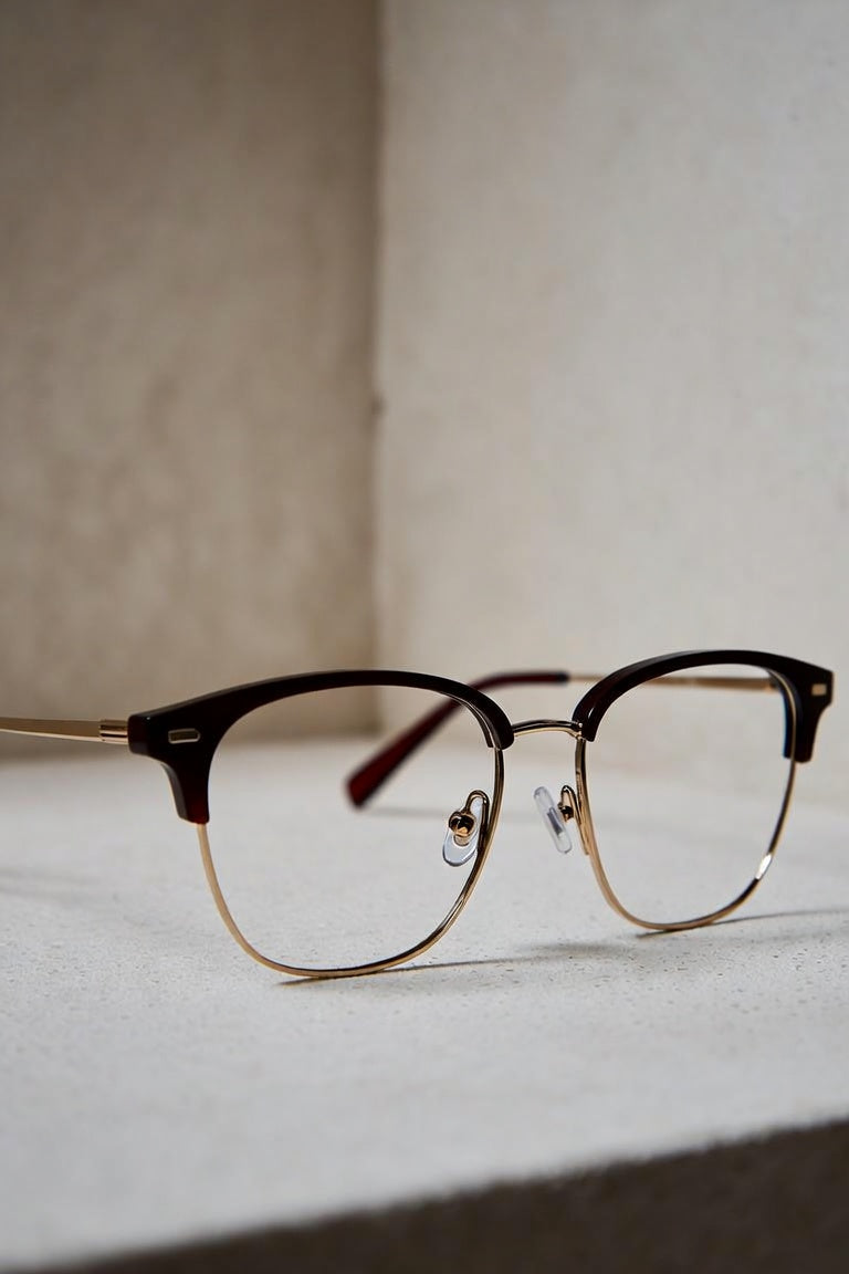 Gatsby Series — Burgundy & Gold Clubmaster Frames