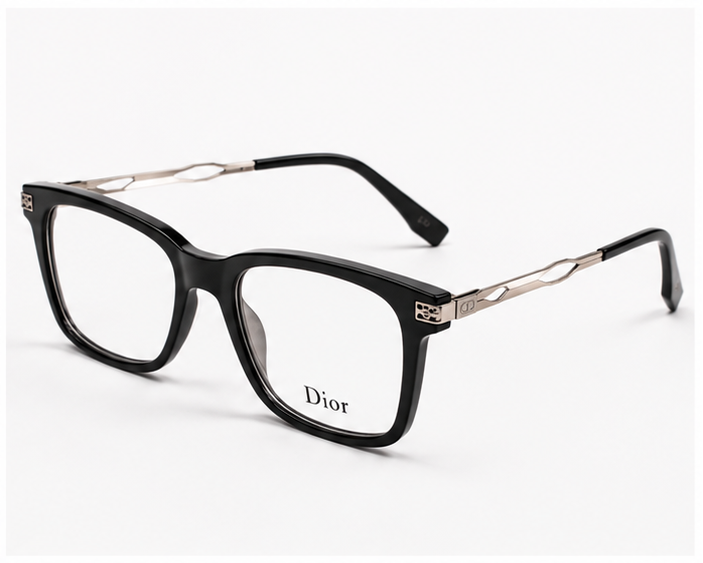 Dior L-538 Premium Black Silver Square Eyewear Frame
