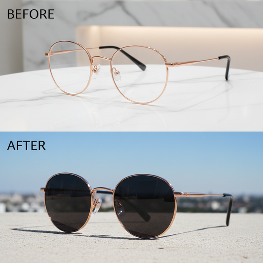 LensKraft Luna Rose - BEFORE & AFTER Photochromic Comparison