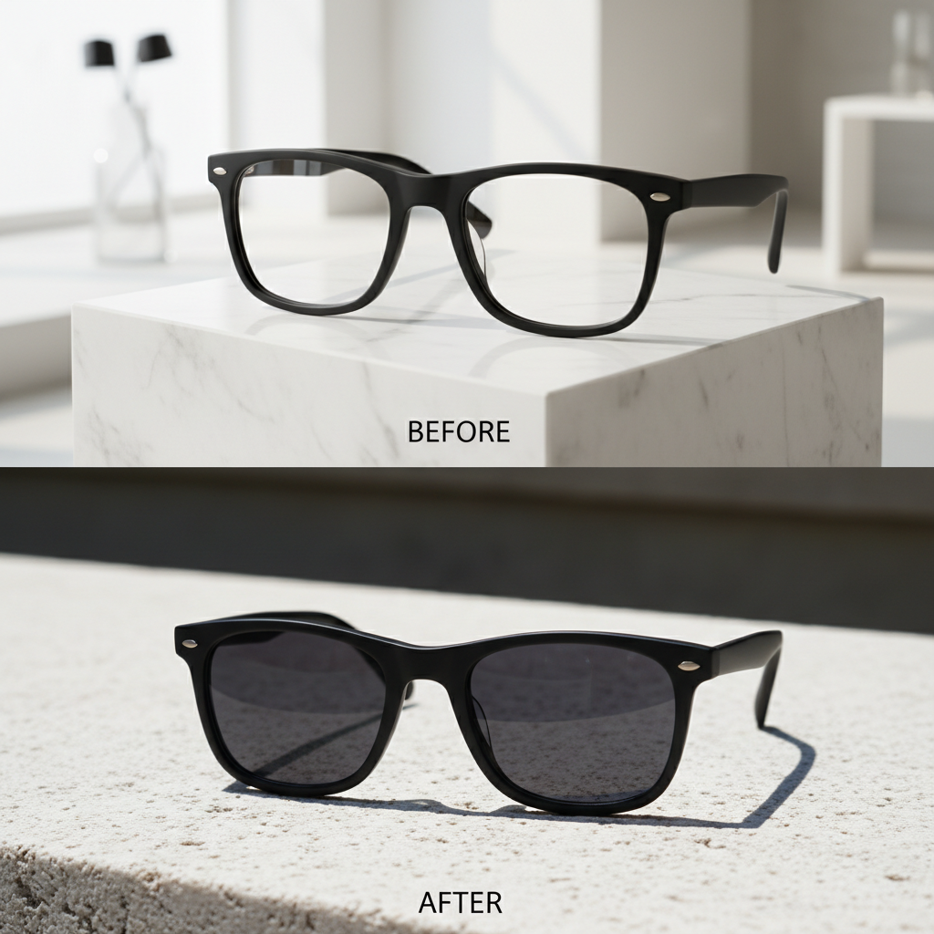 LensKraft Noir Classic - BEFORE & AFTER Photochromic Comparison